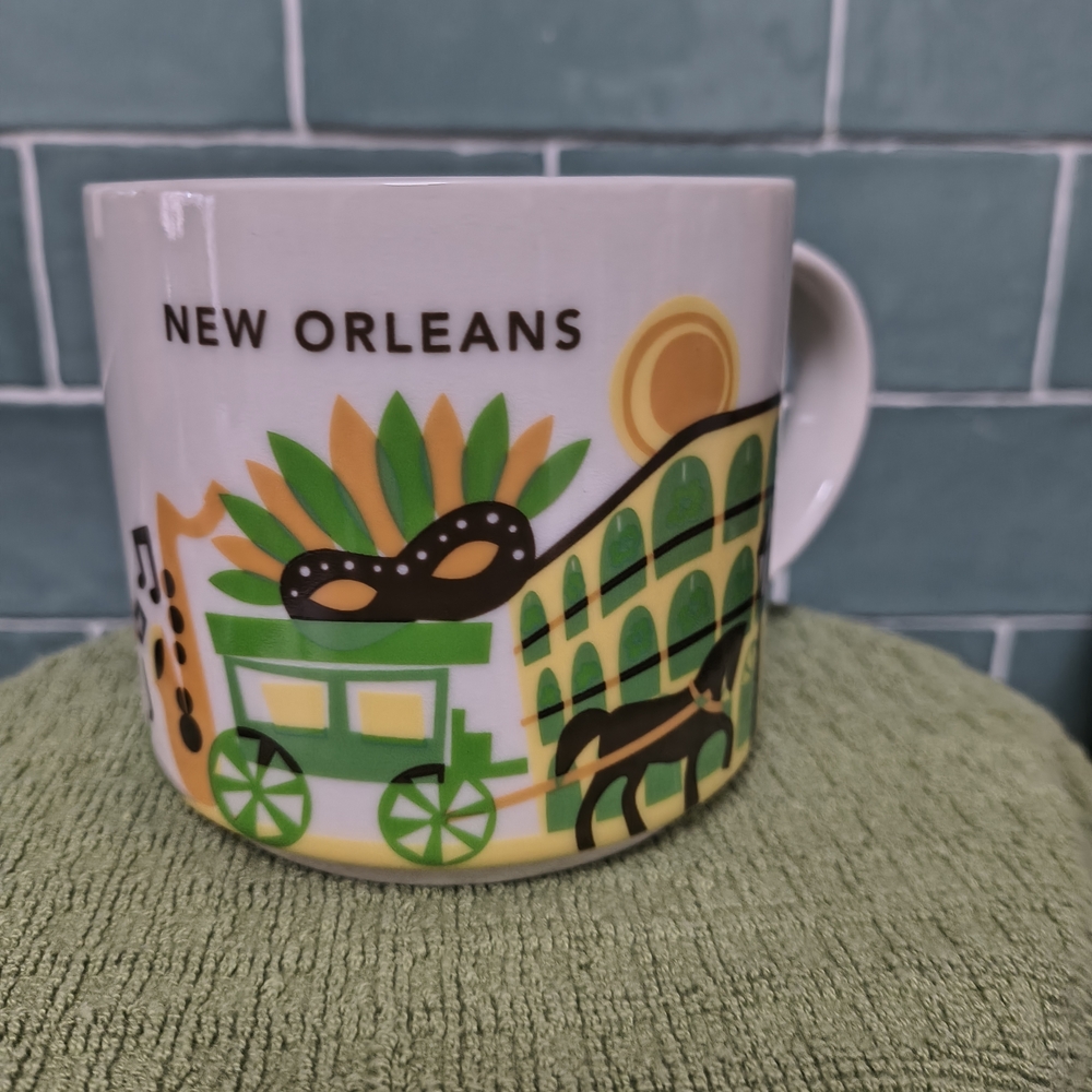 Starbucks New Orleans Ceramic Mug in Green and Yellow